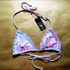 Wildfox Pastel Reversible Ruffle Bikini Top